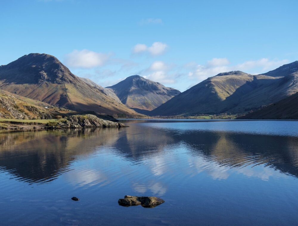 View across Wast Water to the Wasdale Head Mountains Lake District